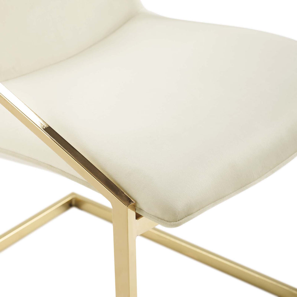 Pitch Performance Velvet Dining Armchair in Gold.