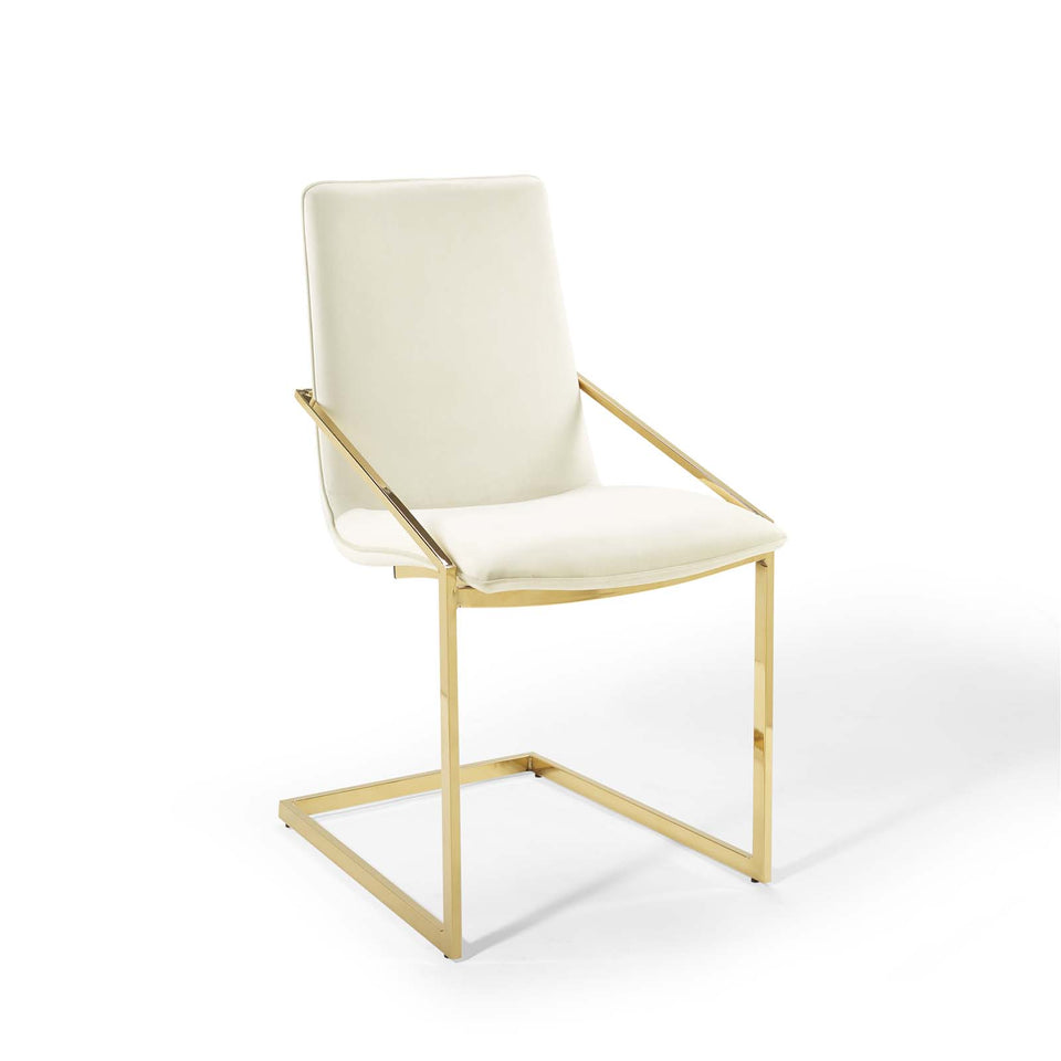 Pitch Performance Velvet Dining Armchair in Gold.