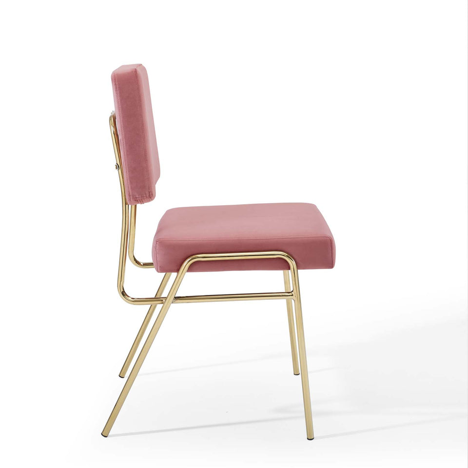 Craft Performance Velvet Dining Side Chair in Gold.