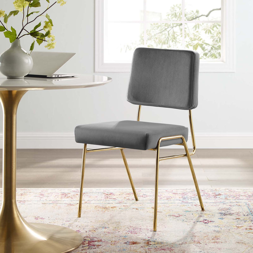 Craft Performance Velvet Dining Side Chair in Gold.