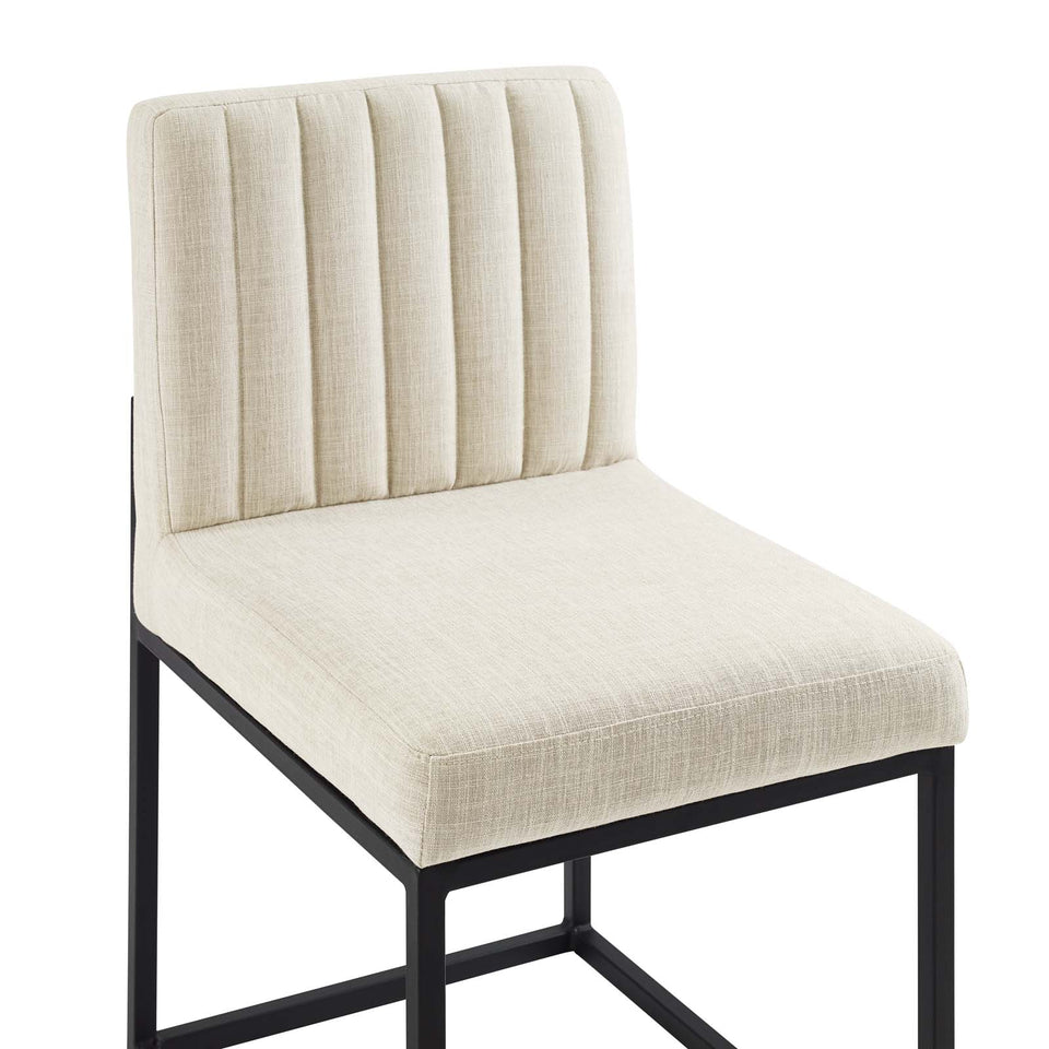 Carriage Channel Tufted Sled Base Upholstered Fabric Dining Chair.
