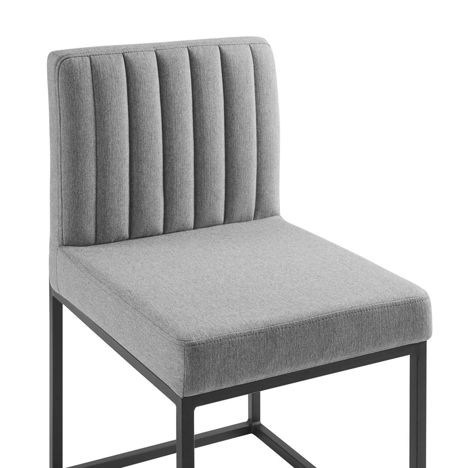 Carriage Channel Tufted Sled Base Upholstered Fabric Dining Chair.
