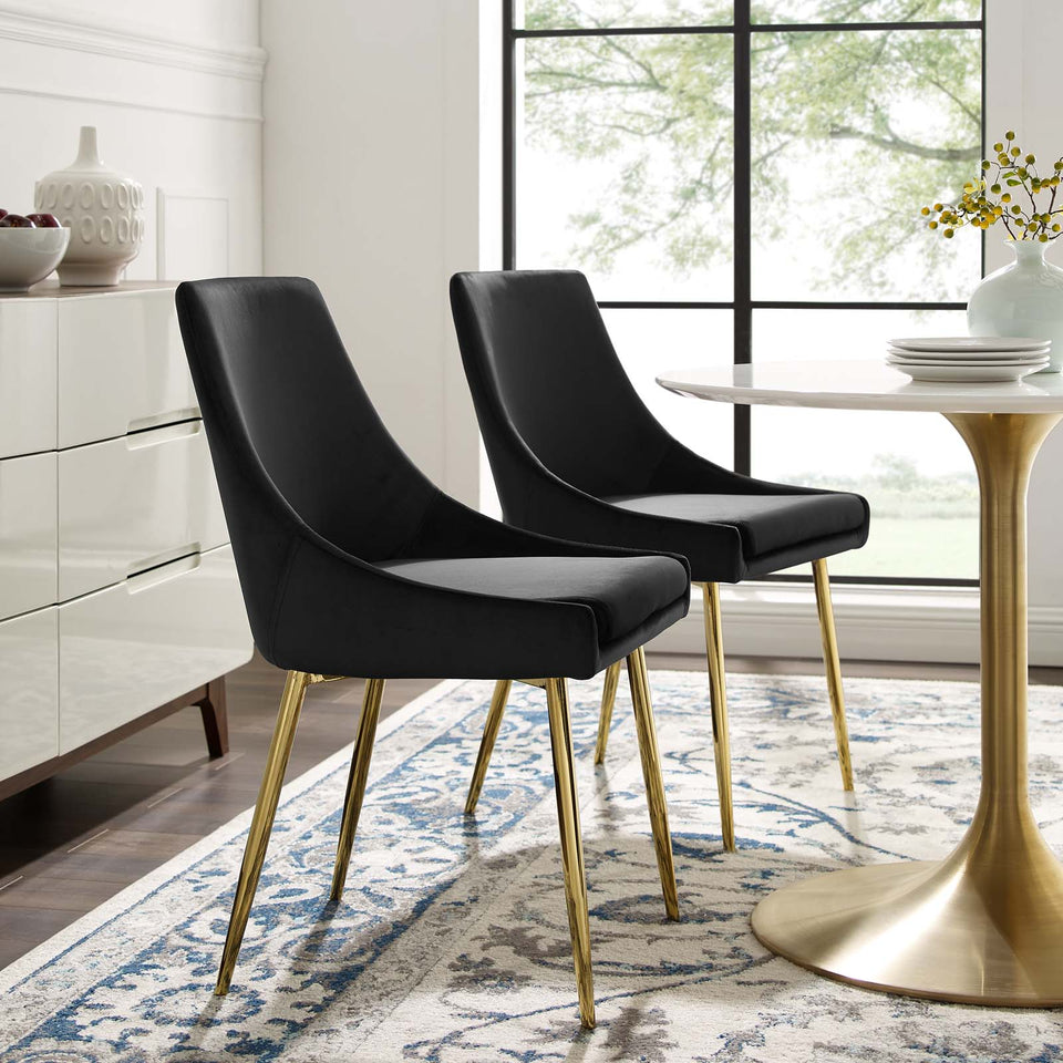 Viscount Performance Velvet Dining Chairs - Set of 2 in Gold.