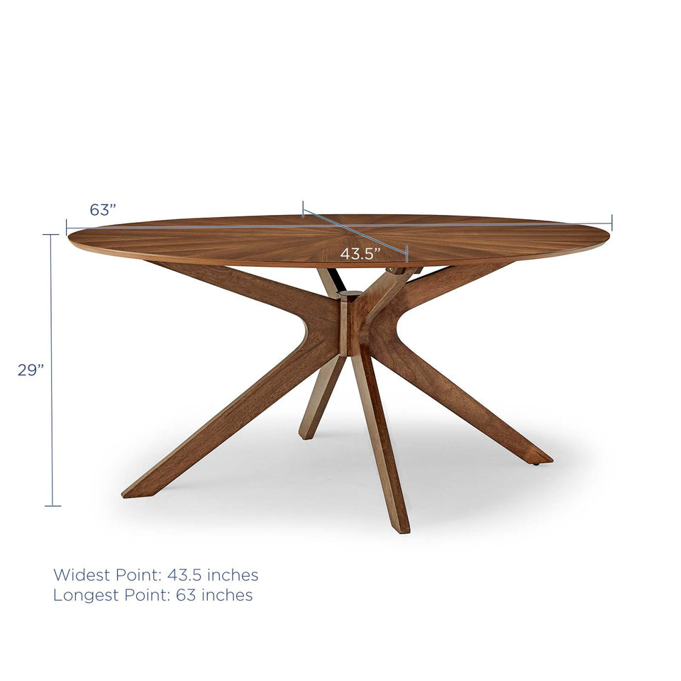 Crossroads 63" Oval Wood Dining Table in Walnut.