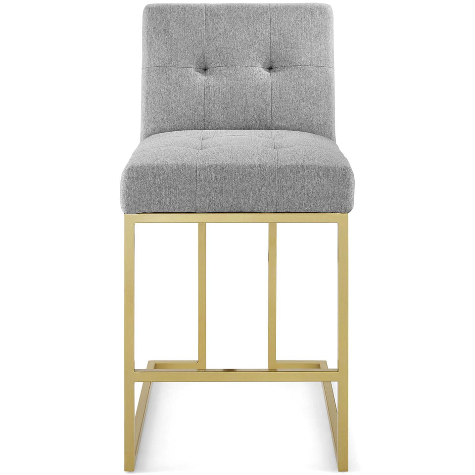 Privy Gold Stainless Steel Upholstered Fabric Counter Stool.