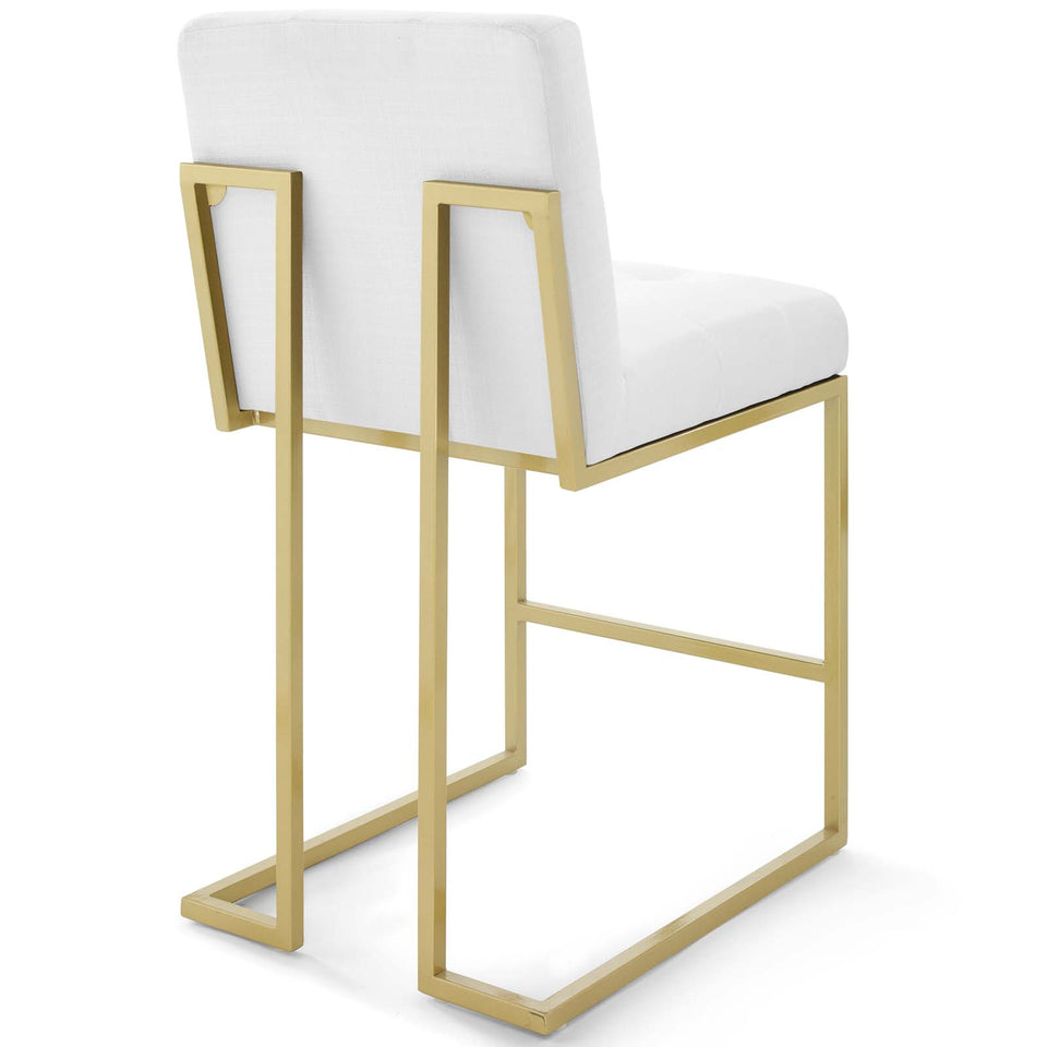 Privy Gold Stainless Steel Upholstered Fabric Counter Stool.