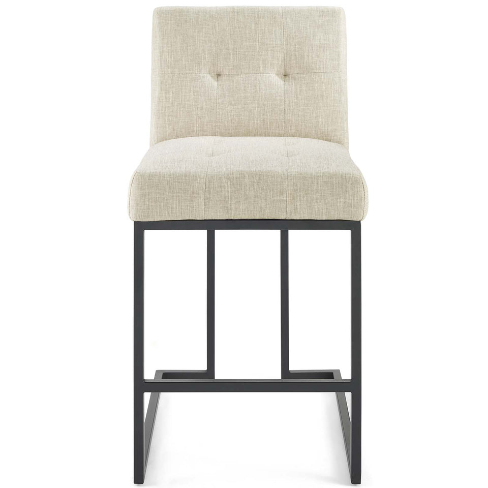 Privy Black Stainless Steel Upholstered Fabric Counter Stool.