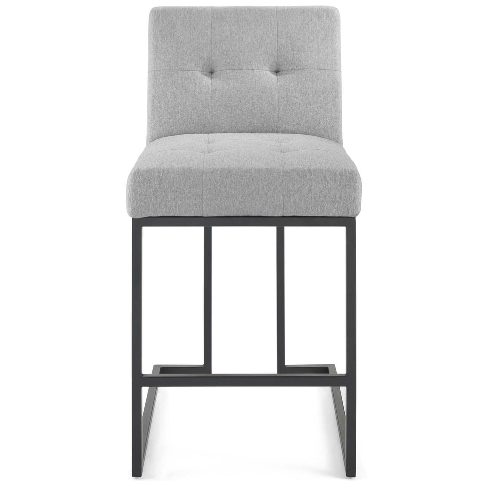 Privy Black Stainless Steel Upholstered Fabric Counter Stool.