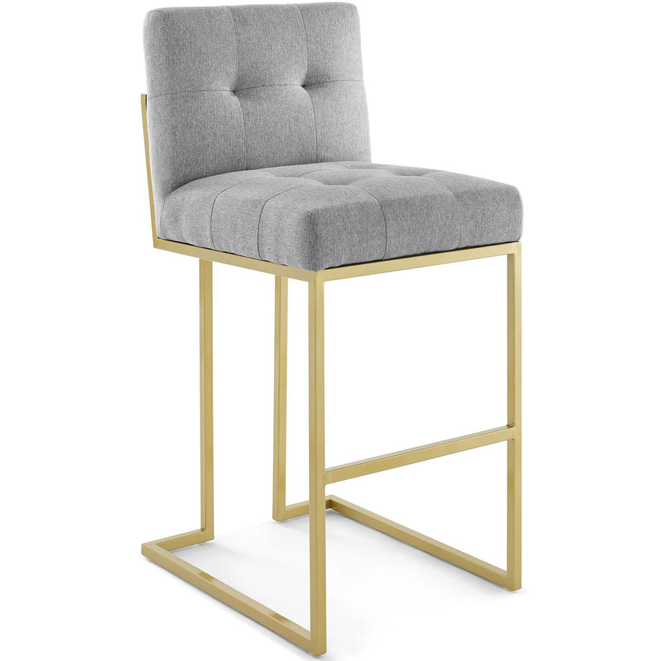 Privy Gold Stainless Steel Upholstered Fabric Bar Stool.