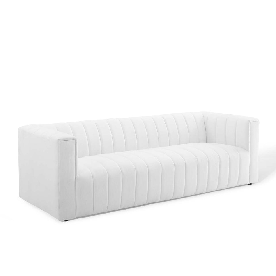 Reflection Channel Tufted Upholstered Fabric Sofa.