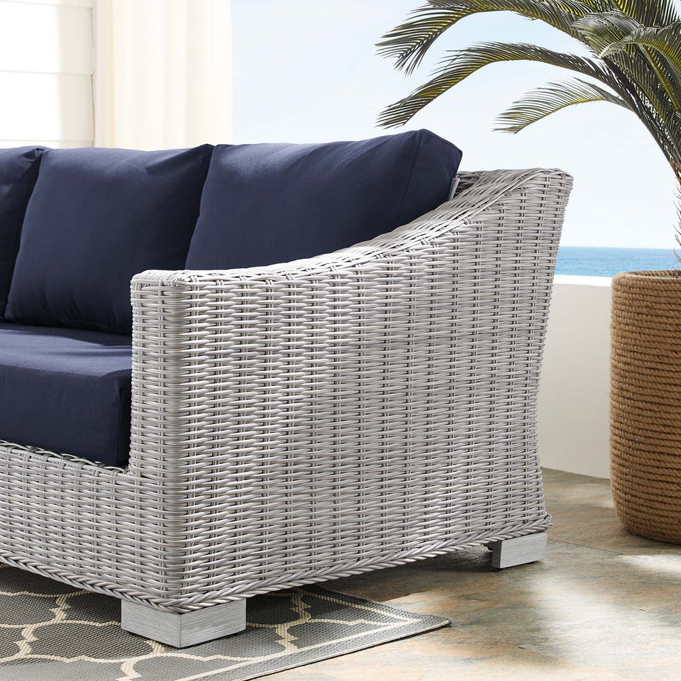 Conway Sunbrella® Outdoor Patio Wicker Rattan Sofa.