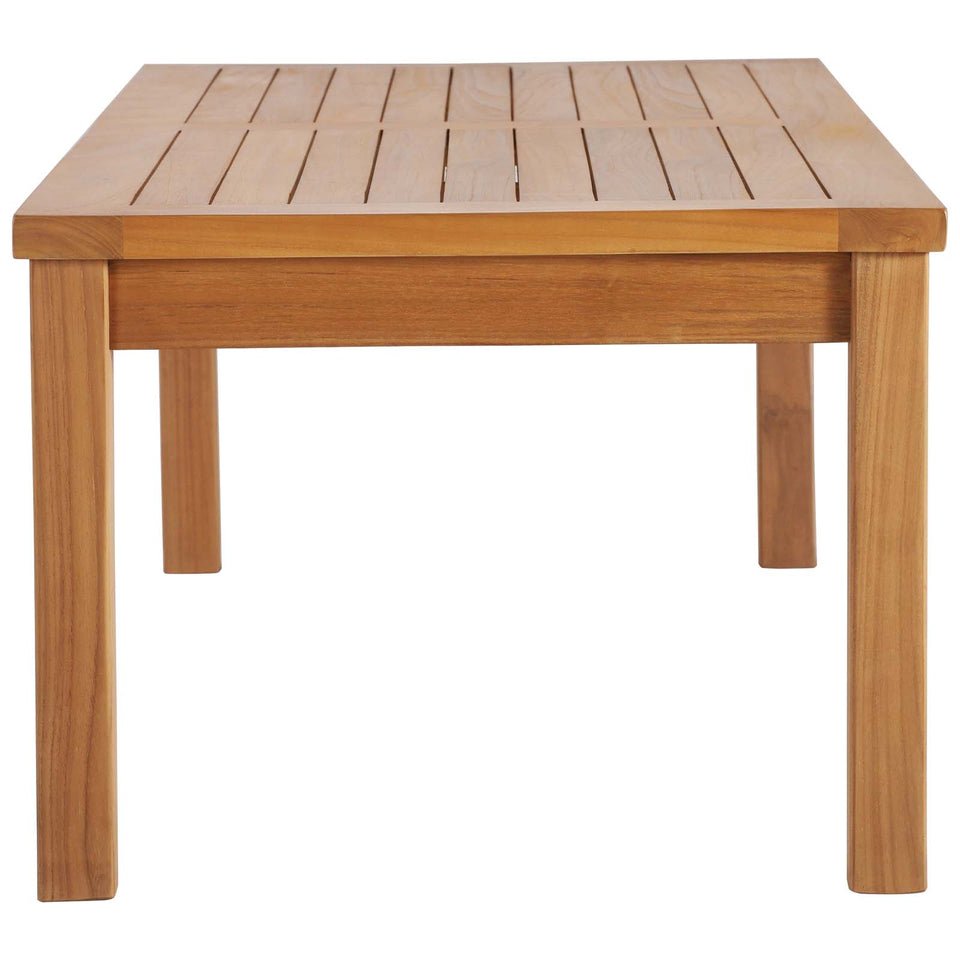 Upland Outdoor Patio Teak Wood Coffee Table in Natural.