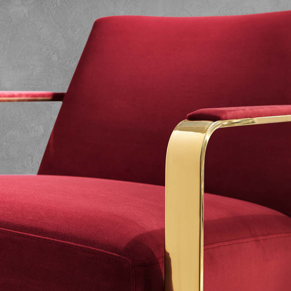 Seg Performance Velvet Accent Chair in Gold.