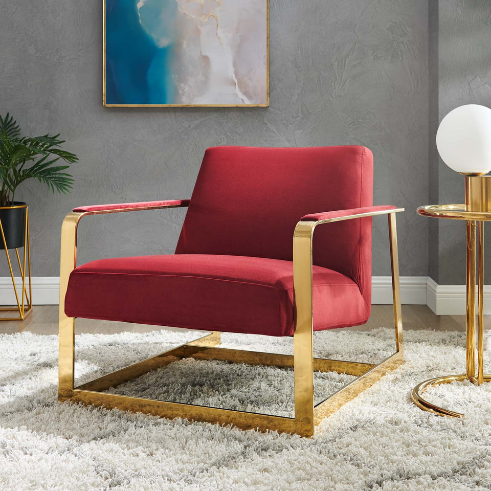 Seg Performance Velvet Accent Chair in Gold.