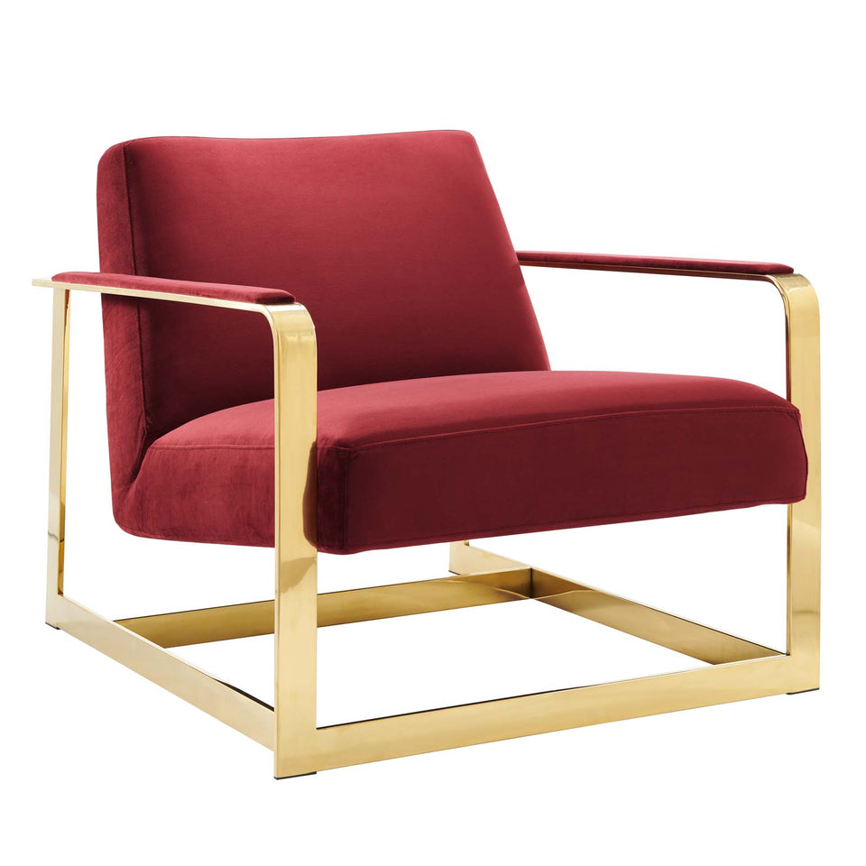 Seg Performance Velvet Accent Chair in Gold.