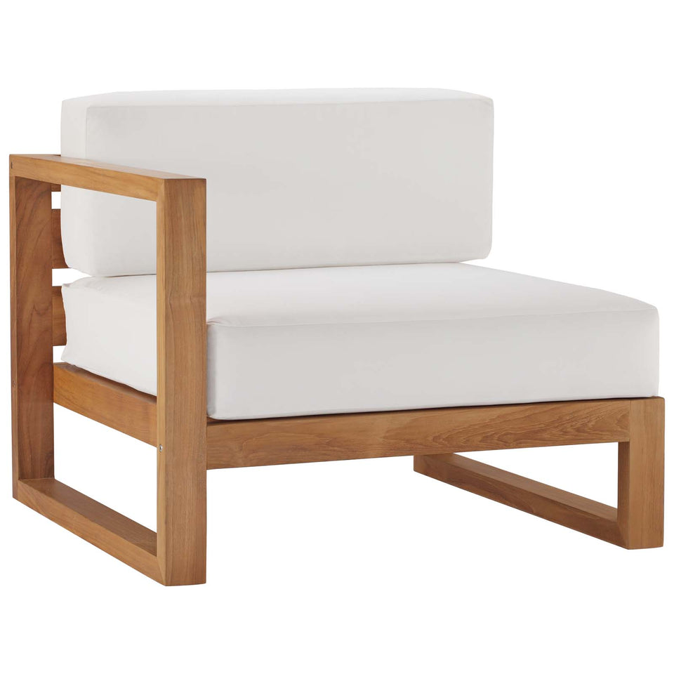 Upland Outdoor Patio Teak Wood 4-Piece Furniture Set in Natural White.