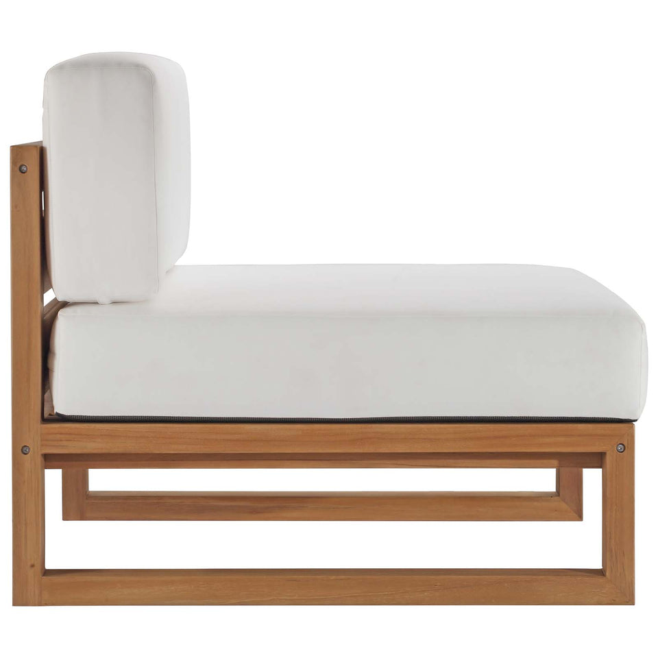 Upland Outdoor Patio Teak Wood 4-Piece Furniture Set in Natural White.