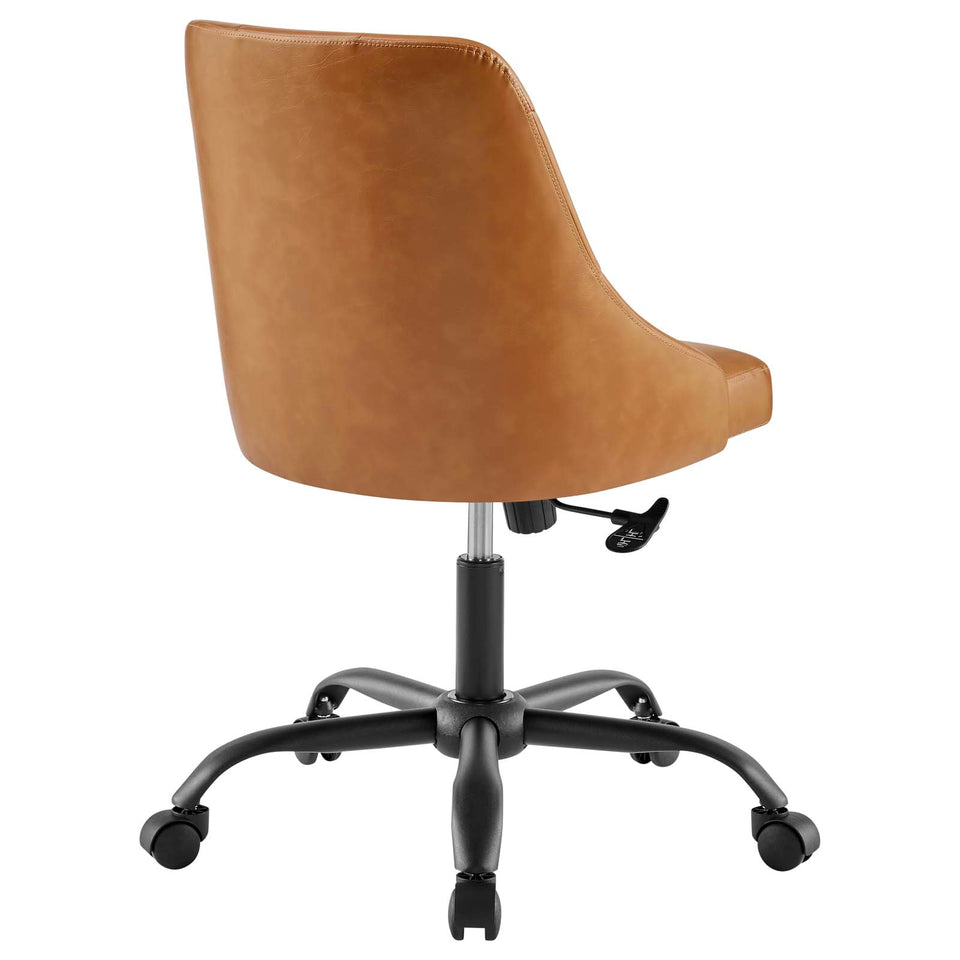 Distinct Tufted Swivel Vegan Leather Office Chair.