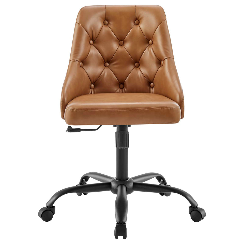 Distinct Tufted Swivel Vegan Leather Office Chair.