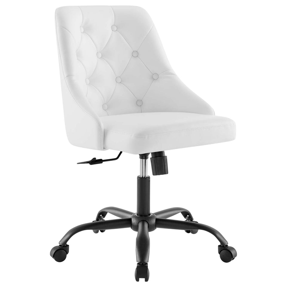 Distinct Tufted Swivel Vegan Leather Office Chair.