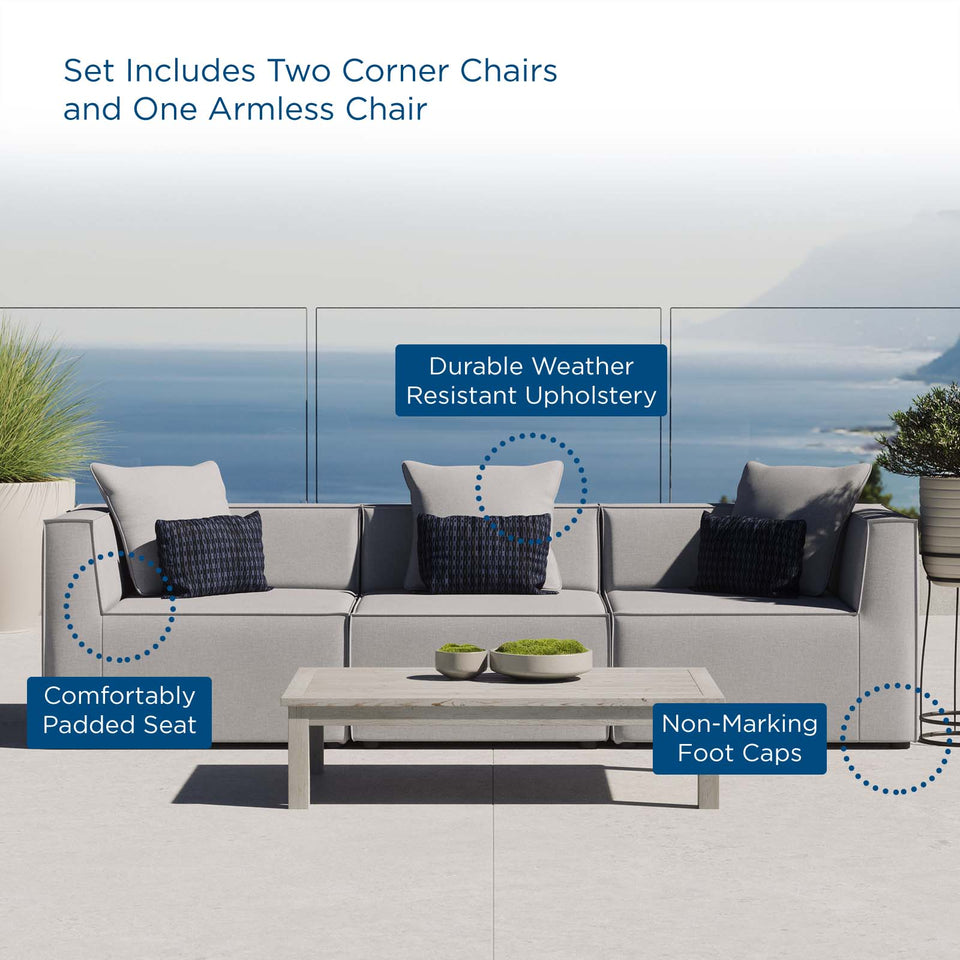 Saybrook Outdoor Patio Upholstered 3-Piece Sectional Sofa.