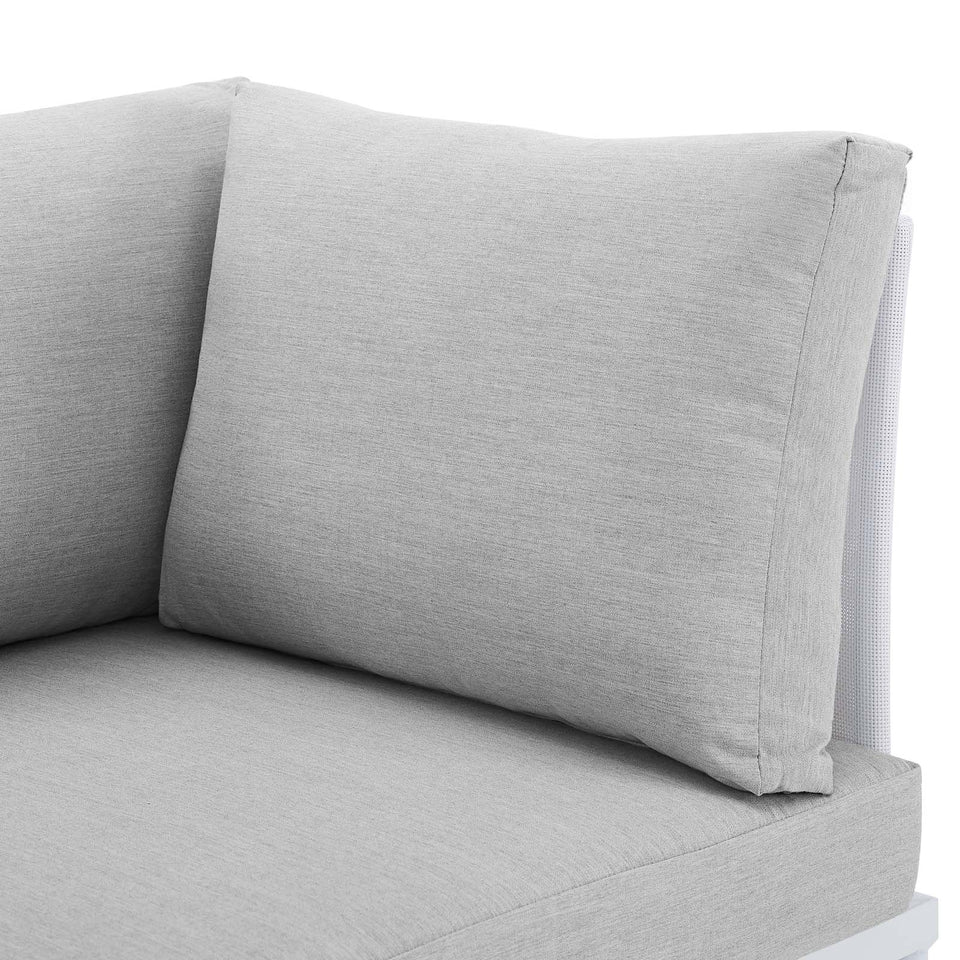Harmony Sunbrella® Outdoor Patio Aluminum Sofa in White.