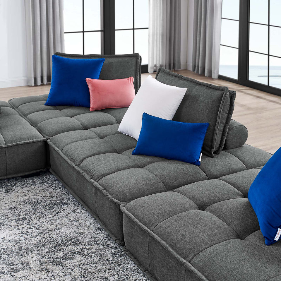 Saunter Tufted Fabric Fabric 4-Piece Sectional Sofa.