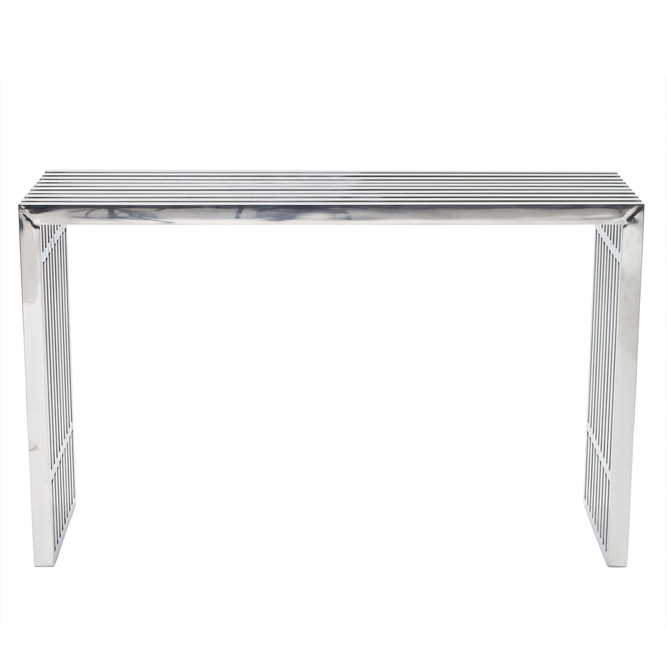Gridiron Console Table in Silver.