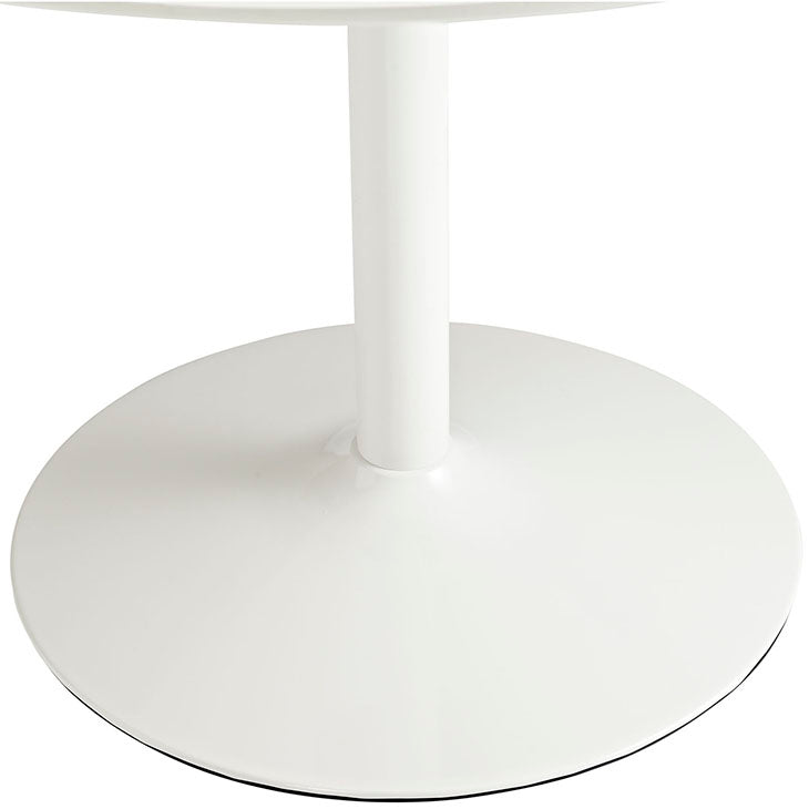 REVOLVE ROUND WOOD DINING TABLE IN WHITE.