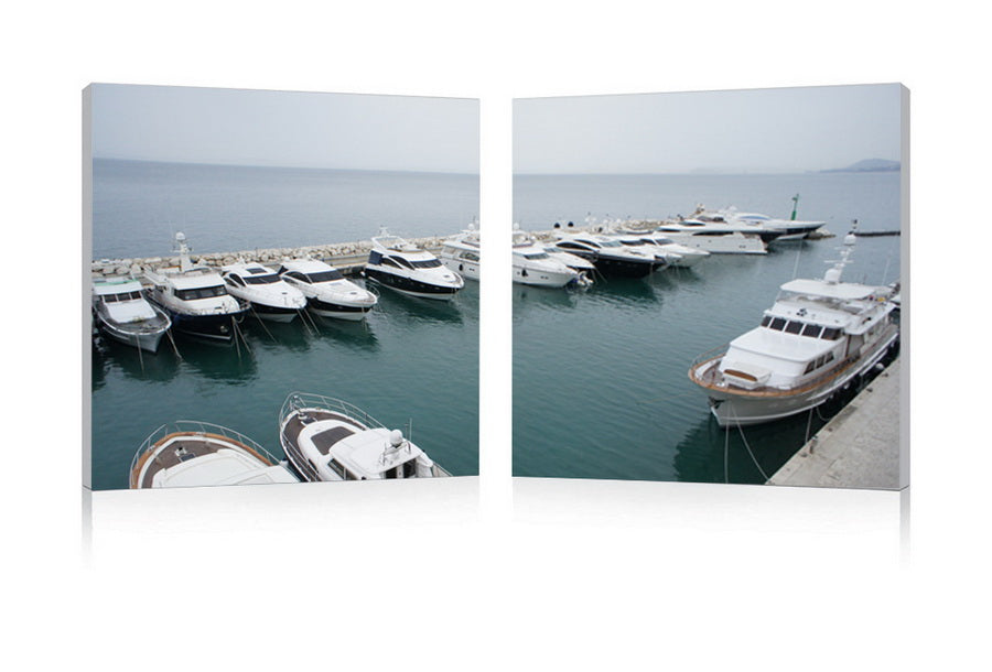 Yacht congregation mounted photography print diptych