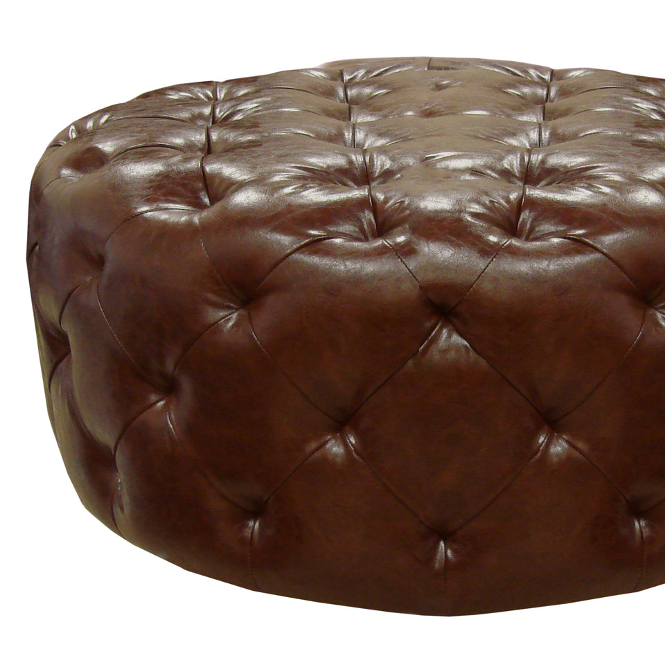 Victoria Ottoman In Brown Bonded Leather