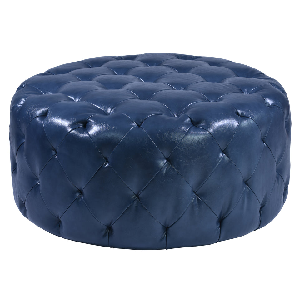 Victoria Ottoman In Ocean Blue Bonded Leather