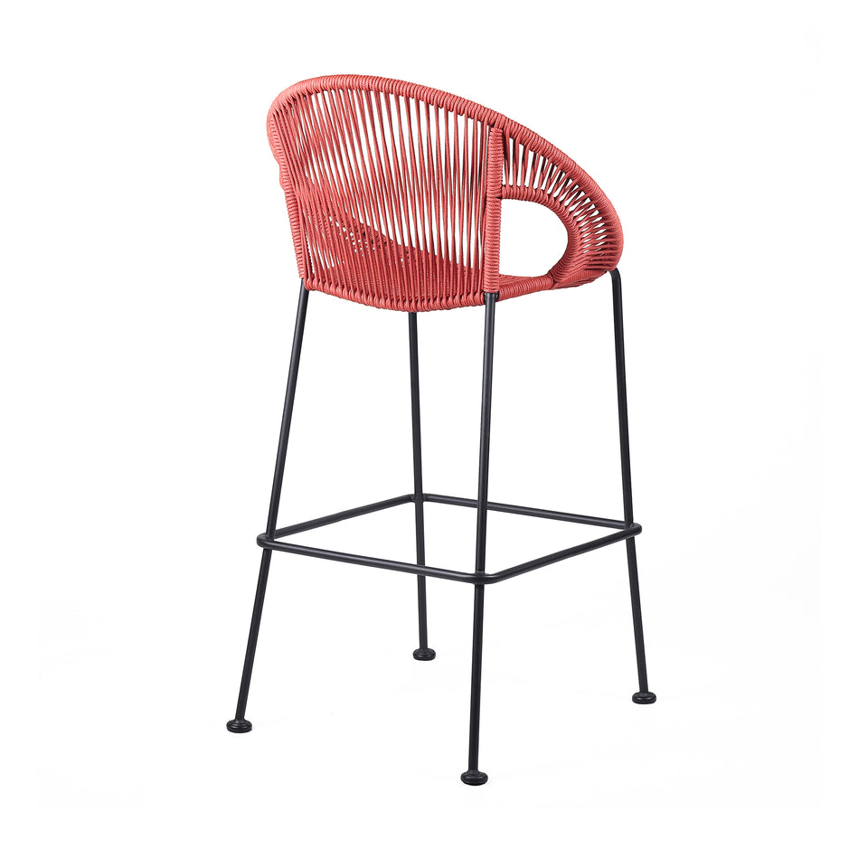 Acapulco 26" Indoor Outdoor Steel Bar Stool with Brick Red Rope