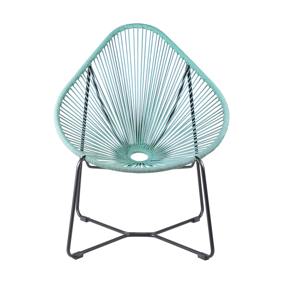 Acapulco Indoor Outdoor Steel Papasan Lounge Chair with Wasabi Rope