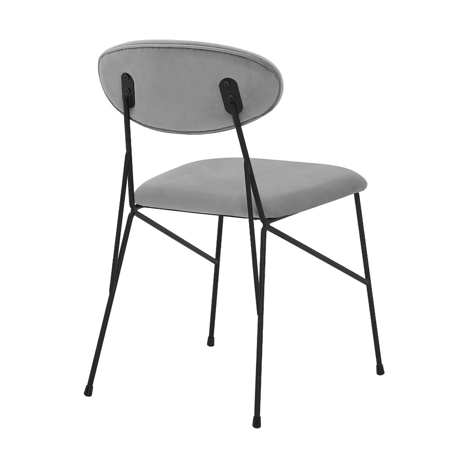 Alice Gray Velvet and Metal Dining Room Chairs - Set of 2