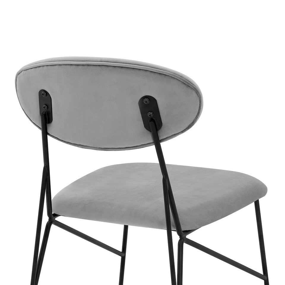 Alice Gray Velvet and Metal Dining Room Chairs - Set of 2