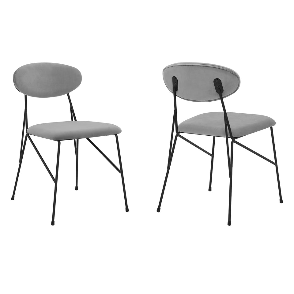 Alice Gray Velvet and Metal Dining Room Chairs - Set of 2