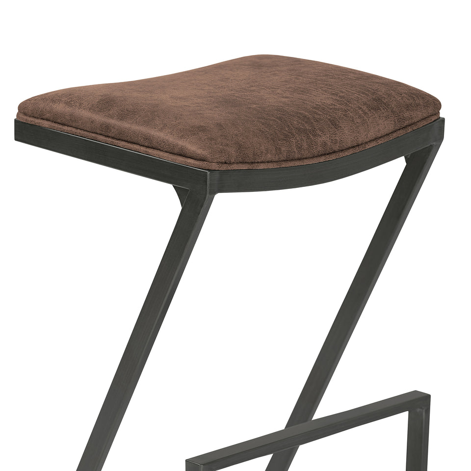 Atlantis 30" Bar Height Backless Barstool in Mineral finish with Bandero Tobacco Fabric