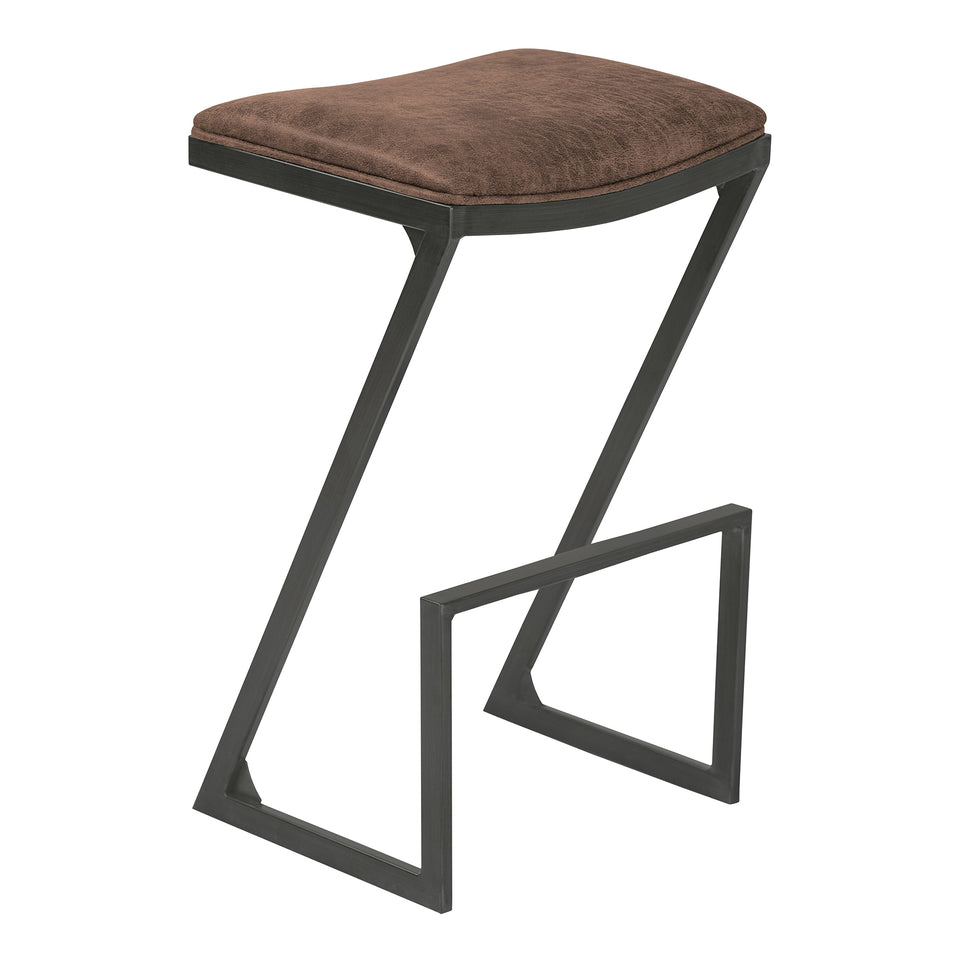 Atlantis 30" Bar Height Backless Barstool in Mineral finish with Bandero Tobacco Fabric