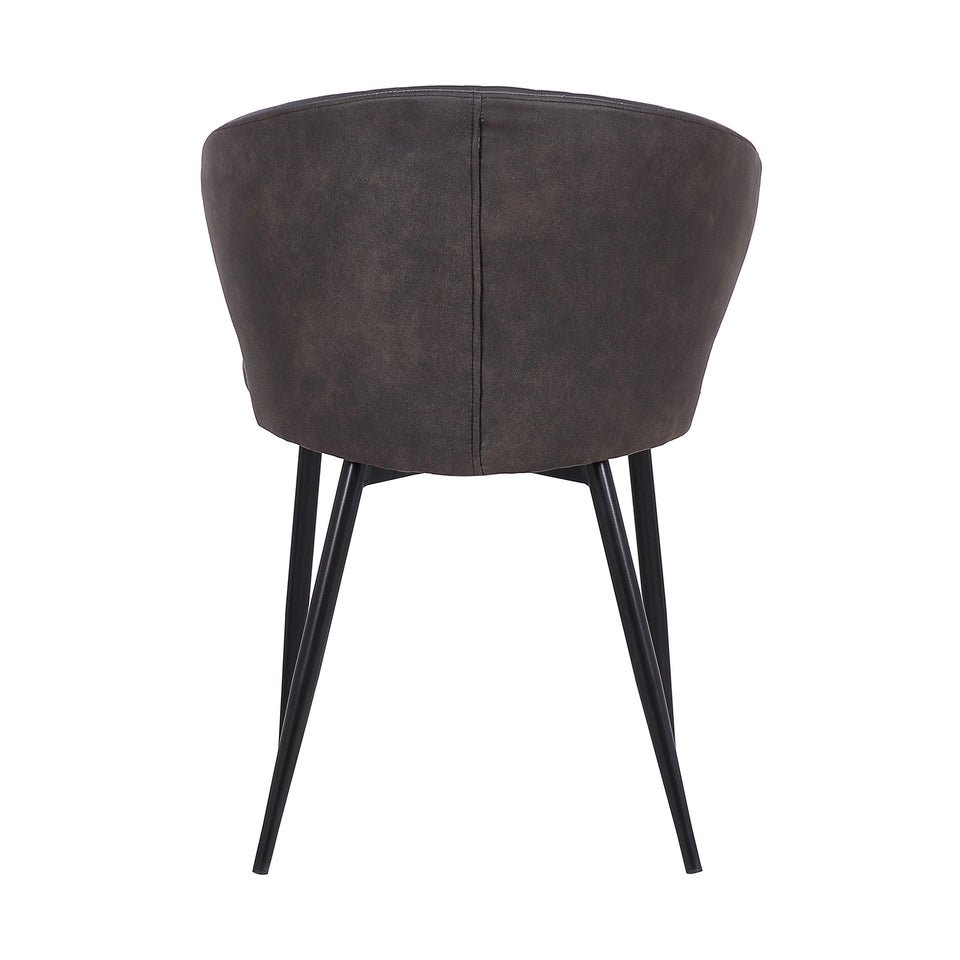 Ava Contemporary Dining Chair in Black Powder Coated Finish and Gray Faux Leather