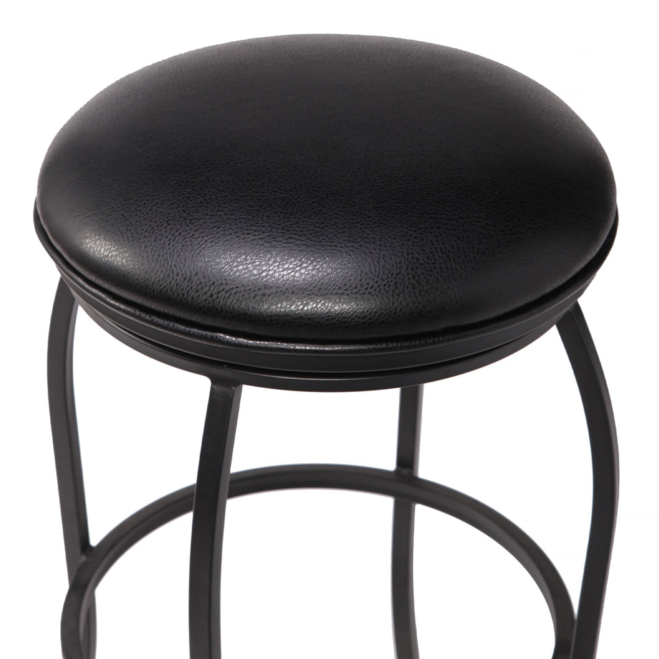 Amy Contemporary 26" Counter Height Barstool in Matte Black Finish and Black Faux Leather