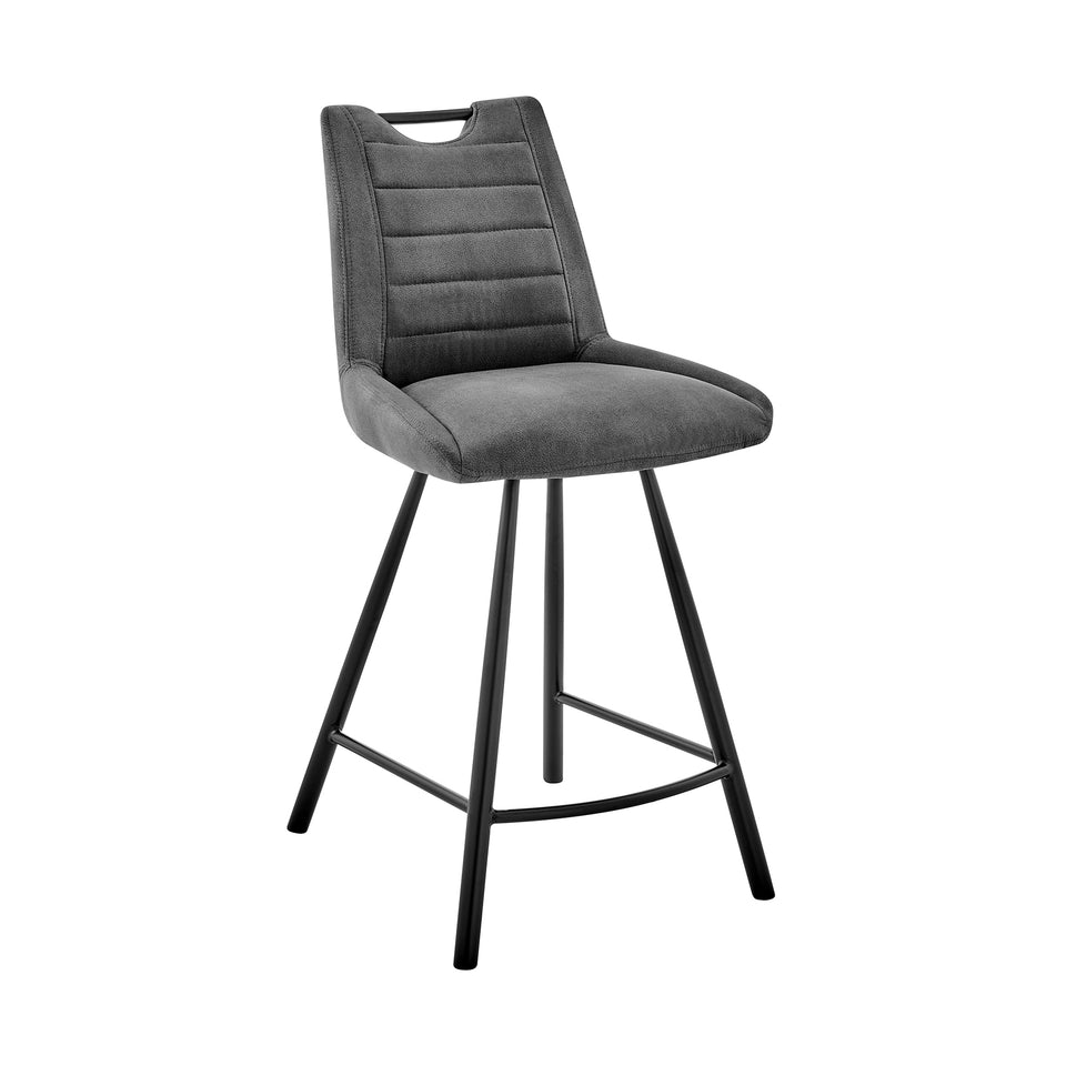 Arizona 26" Counter Height Bar Stool in Charcoal Fabric and Black Finish