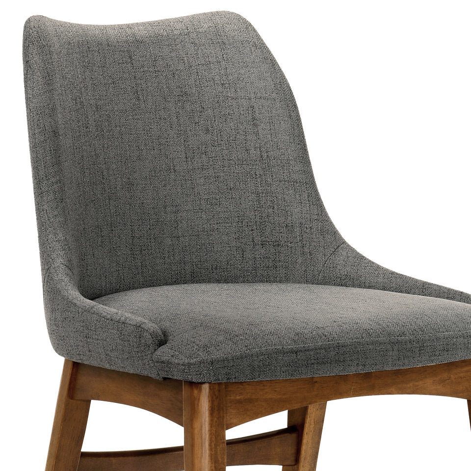 Azalea Charcoal Fabric and Walnut Wood Dining Side Chairs - Set of 2