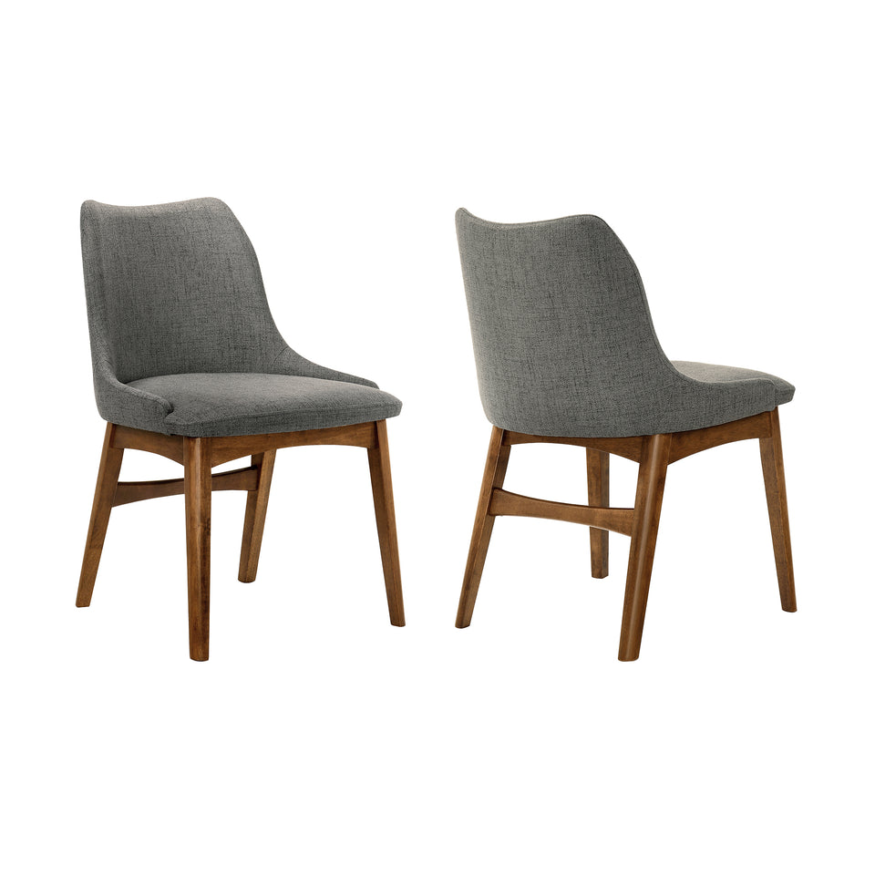Azalea Charcoal Fabric and Walnut Wood Dining Side Chairs - Set of 2