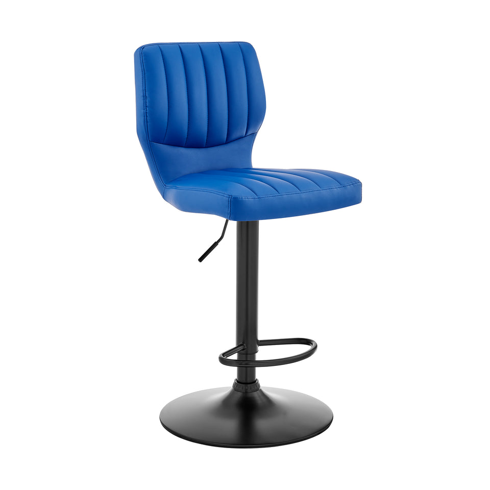 Bardot Adjustable Blue Faux Leather Swivel Bar Stool