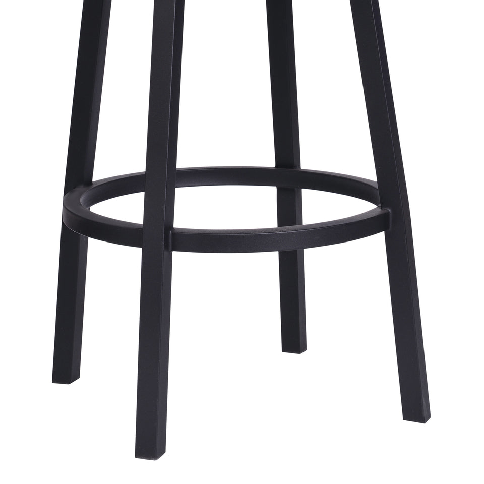 Balboa 30" Bar Height Barstool in Black Powder Coated Finish and Vintage Black Faux Leather