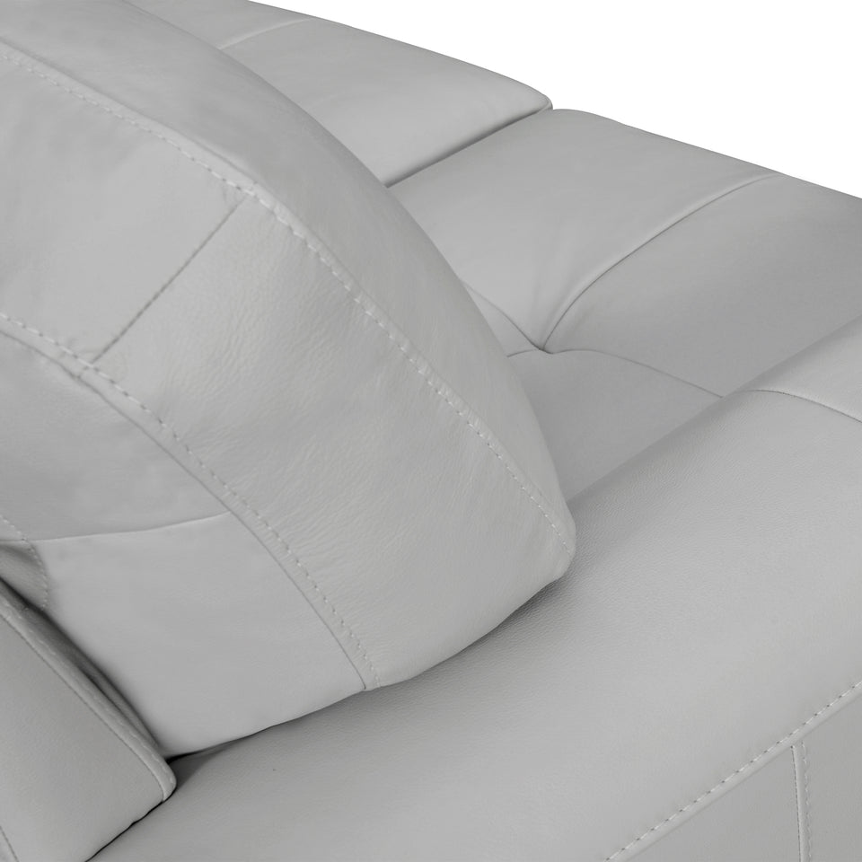 Bergen 87" Dove Gray Genuine Leather Square Arm Sofa