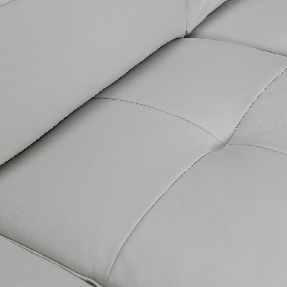 Bergen 87" Dove Gray Genuine Leather Square Arm Sofa