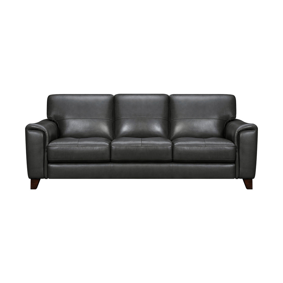 Bergen 87" Pewter Genuine Leather Square Arm Sofa