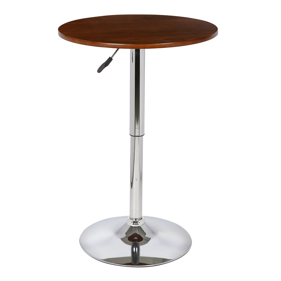 Bentley Adjustable Pub Table in Walnut Wood and Chrome finish